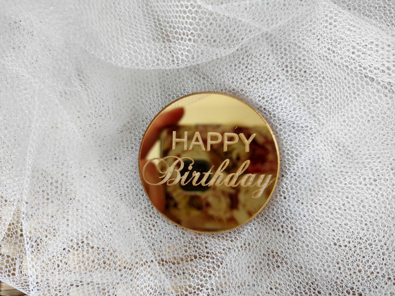 Topper kółko z grawerem Happy Birthday 5 cm złote (1)