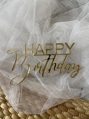 Topper Happy Birthday 13x7,5 Plexi złote na bok