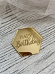 Topper sześciokątny Happy Birthday 5 cm złoty (2)