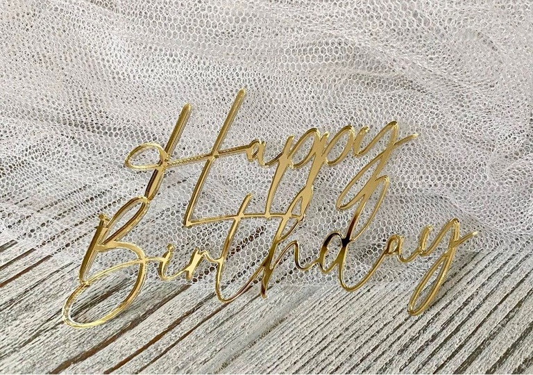 Topper na bok tortu Happy Birthday 11,5x7 cm (1)
