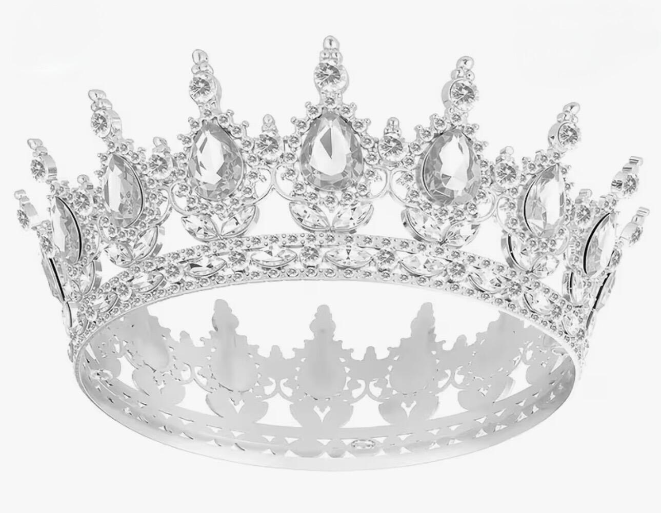 Korona na tort 12 cm średnica srebro-biała 