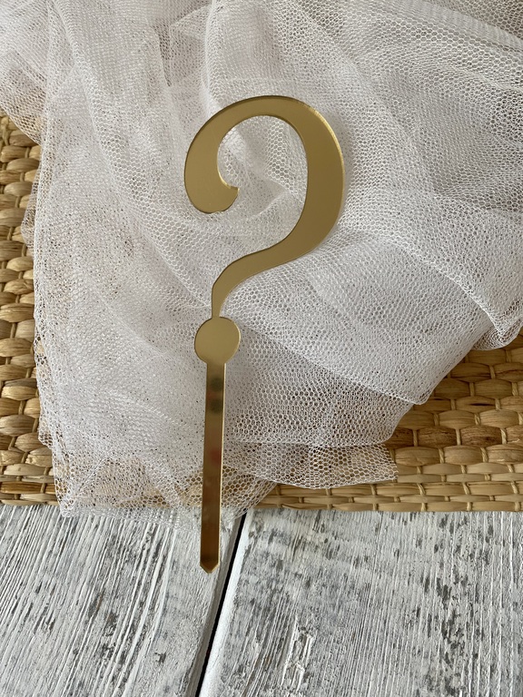 Topper Pytajnik na patyczku złote plexi 5,5 * 16 cm ( wysokość 10 cm )  (1)