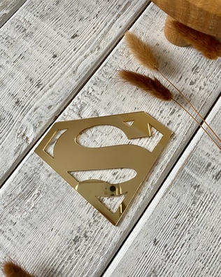 Topper Superman 9*7 cm Plexi złote 