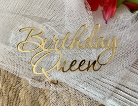 Kopia - Topper Plexi zlote Birthday Queen 11x6 cm
