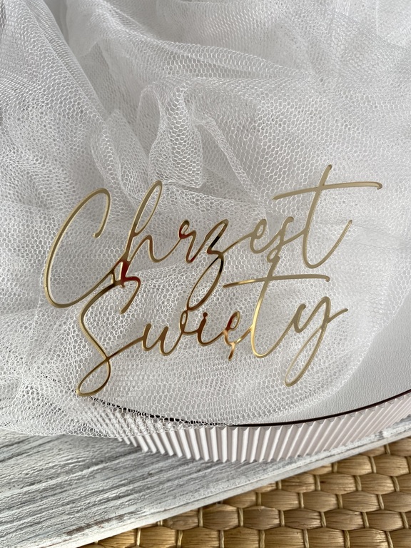 Topper Chrzest Święty 11*7 plexi złote  (1)