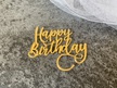 Topper boczny na tort plexi lustro zlote Happy Birthday  (1)