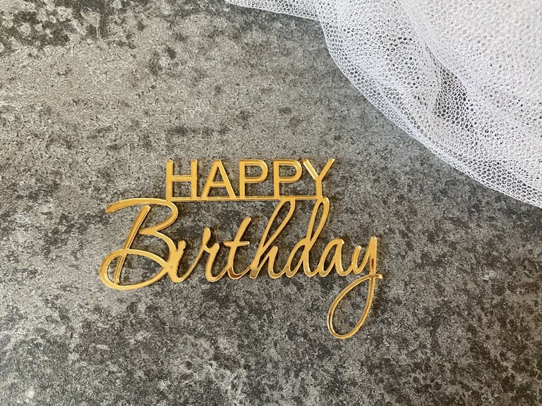Happy Birthday Plexi złote boczny 10x6,5 cm (3)