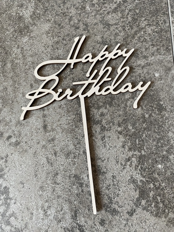 Topper na tort biały Happy Birthday elegancki HDF (1)
