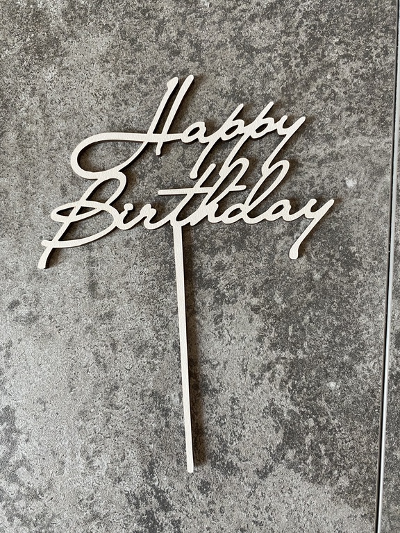 Topper na tort biały Happy Birthday elegancki HDF (3)
