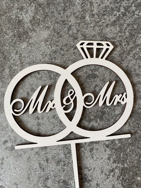 Topper na tort ślubny Mr&Mrs biały HDF (1)