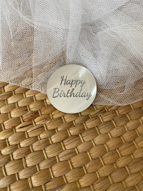 Kółko z grawierówaniem Happy Birthday srebne (3)